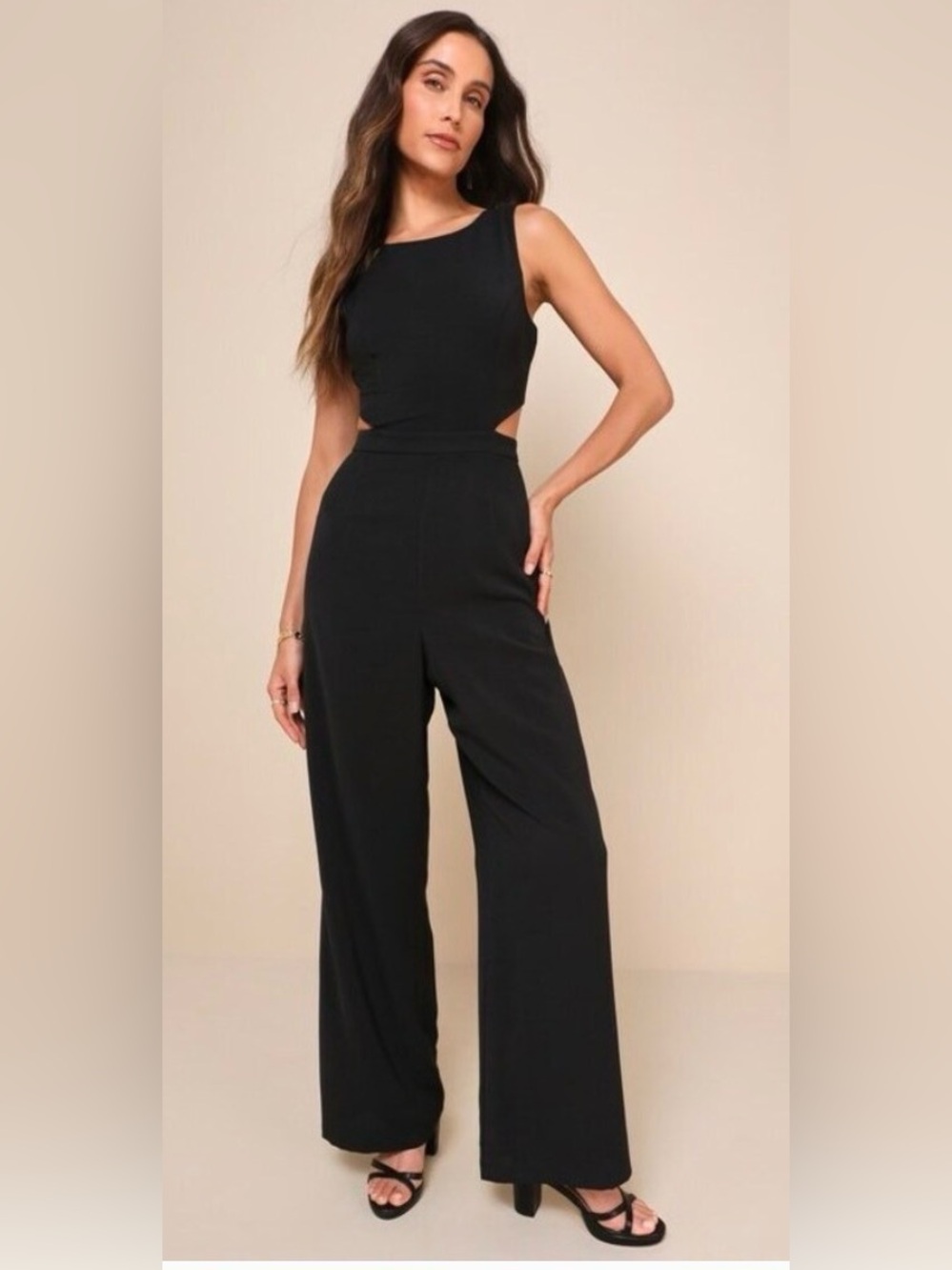 Lulu's Black Cutout Wide-Leg Jumpsuit